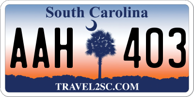 SC license plate AAH403