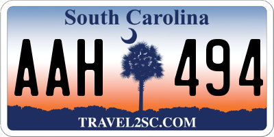 SC license plate AAH494