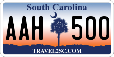 SC license plate AAH500