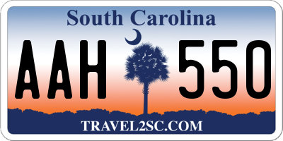 SC license plate AAH550