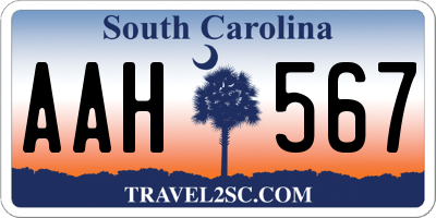 SC license plate AAH567