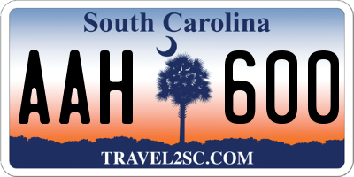 SC license plate AAH600