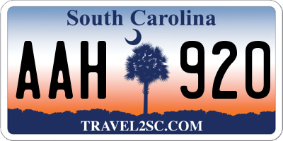 SC license plate AAH920