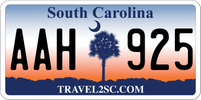 SC license plate AAH925