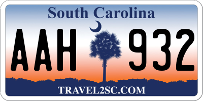 SC license plate AAH932