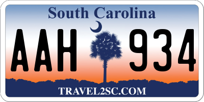 SC license plate AAH934