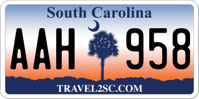 SC license plate AAH958