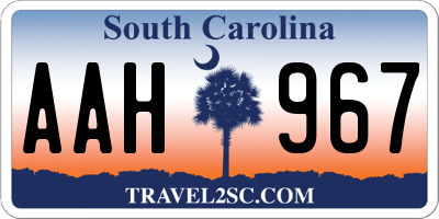 SC license plate AAH967