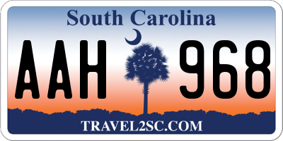 SC license plate AAH968