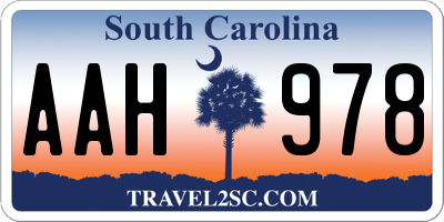 SC license plate AAH978