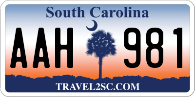 SC license plate AAH981