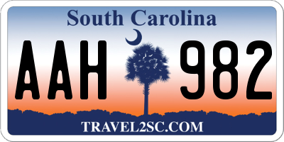 SC license plate AAH982