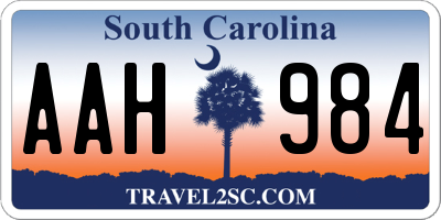 SC license plate AAH984