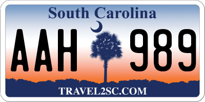 SC license plate AAH989