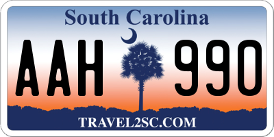 SC license plate AAH990