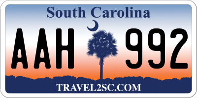 SC license plate AAH992