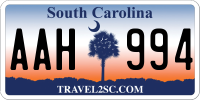 SC license plate AAH994