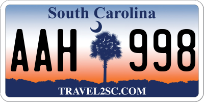 SC license plate AAH998