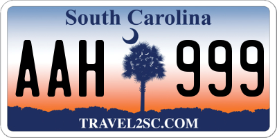 SC license plate AAH999