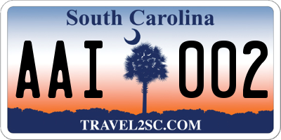 SC license plate AAI002