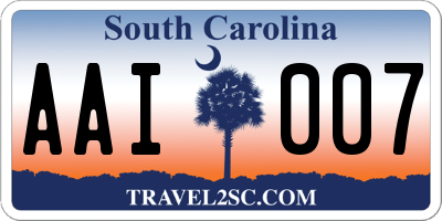 SC license plate AAI007