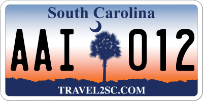 SC license plate AAI012