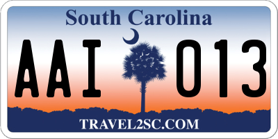 SC license plate AAI013