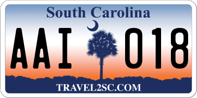 SC license plate AAI018