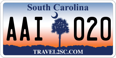 SC license plate AAI020