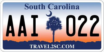 SC license plate AAI022