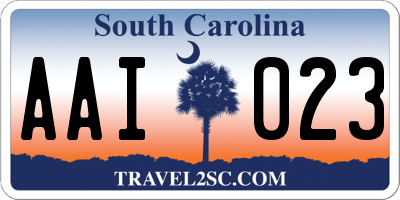 SC license plate AAI023