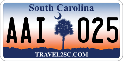 SC license plate AAI025