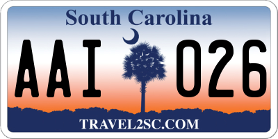 SC license plate AAI026