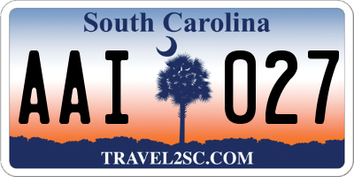 SC license plate AAI027