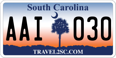 SC license plate AAI030