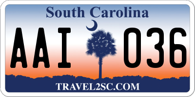 SC license plate AAI036