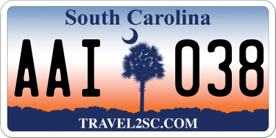 SC license plate AAI038