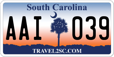 SC license plate AAI039