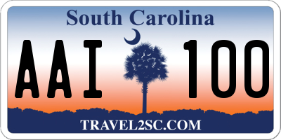 SC license plate AAI100