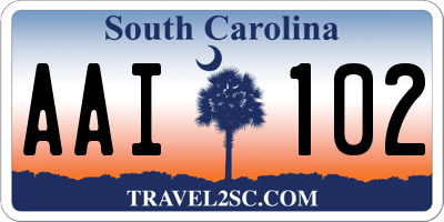 SC license plate AAI102