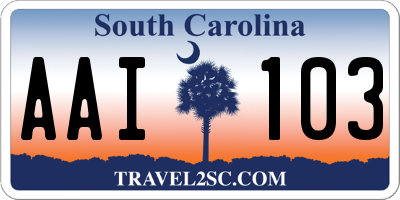 SC license plate AAI103