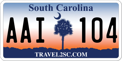 SC license plate AAI104