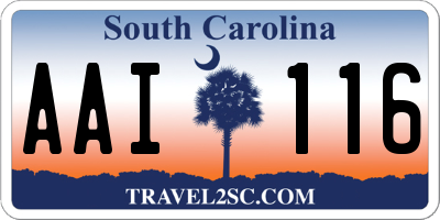 SC license plate AAI116