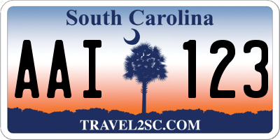 SC license plate AAI123