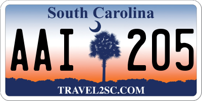 SC license plate AAI205