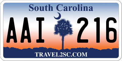 SC license plate AAI216