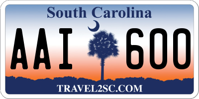 SC license plate AAI600