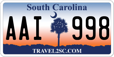 SC license plate AAI998