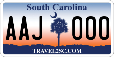 SC license plate AAJ000