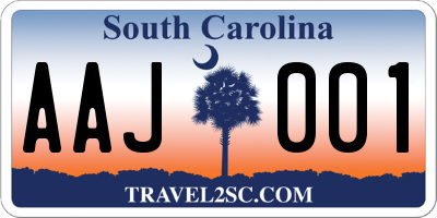 SC license plate AAJ001